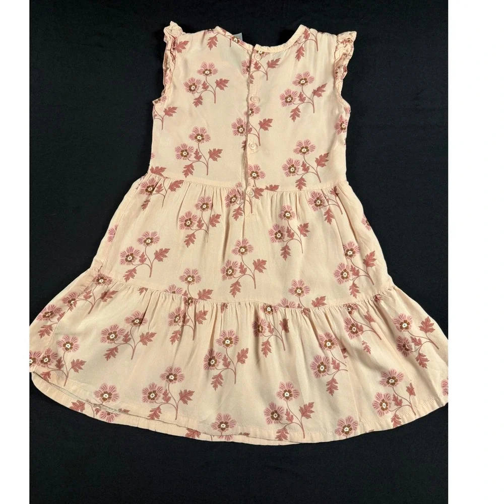 Carters Toddler Girls 5T Peach Floral Tiered Flutter‎ Sleeve Dress Cottagecore